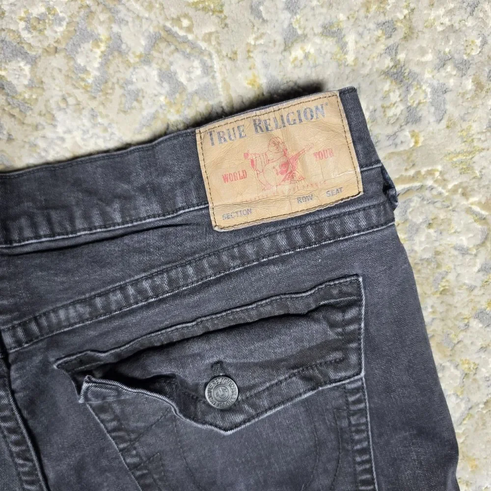 True Religion Jeans Mens 42x29 Black Ricky  Relaxed Straight Denim
